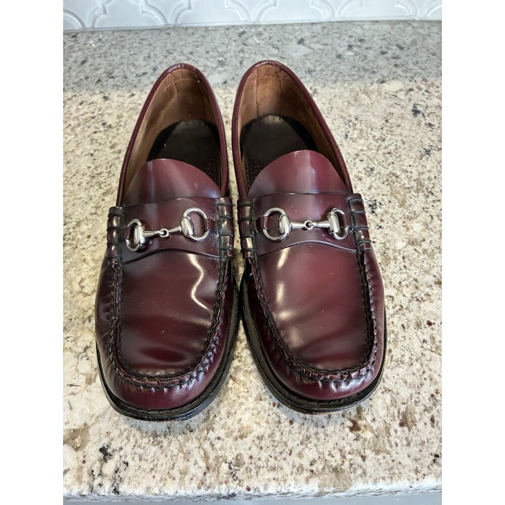 G.H. Bass Lincoln Bit Lug Weejuns Loafers Mens Size 11 Wine Red Burgandy Leather - Picture 2 of 8